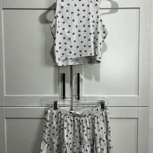 White Floral Two-Piece Set